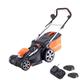 Yard Force Rasenmäher, kabellos, 37 cm, mit 2 Lithium-Ionen-Akkus 20 V, 2,5 Ah und Schnellladegerät LM C37-EU, Orange, Schwarz, Grau