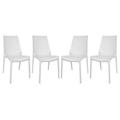 LeisureMod Kent Outdoor Dining Chair, Set of 4 in White - LeisureMod KC19W4