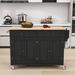 Red Barrel Studio® 47.24" Wide Rolling Kitchen Island Kitchen Cart w/ Storage & Solid Wood Top Wood in Black | 36 H x 47.24 W x 18.6 D in | Wayfair