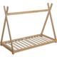 Lit enfant cabane beige pin naturel sommier 190x90cm