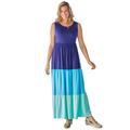 Plus Size Women's Color Block Tiered Dress by Woman Within in Evening Blue Colorblock (Size 5X)