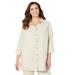 Plus Size Women's Classic Linen Buttonfront Shirt by Catherines in Natural (Size 5X)