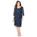 Plus Size Women's Crochet Trim Shift Dress by Catherines in Navy (Size 5X)