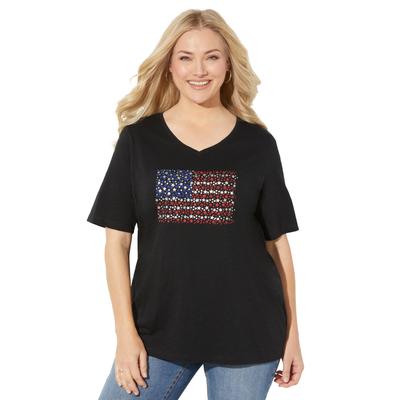 Plus Size Women's Stars & Shine Tee by Catherines in Black Flag (Size 2X)