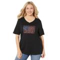 Plus Size Women's Stars & Shine Tee by Catherines in Black Flag (Size 3X)