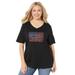 Plus Size Women's Stars & Shine Tee by Catherines in Black Flag (Size 3X)