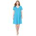 Plus Size Women's Perfect Short-Sleeve V-Neck Tee Dress by Woman Within in Paradise Blue (Size 6X)
