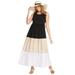 Plus Size Women's Color Block Tiered Dress by Woman Within in Black Colorblock (Size 1X)