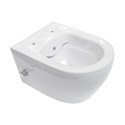 Spülrandloses Hänge wc mit integrierter Kalt- und Warmwasserarmatur und Taharet/Bidet/Dusch-WC