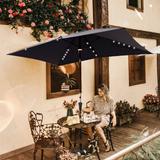 FLAME&SHADE 6.5 x 10ft Rectangle Solar Powered Market Patio Umbrella