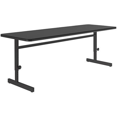 Correll 24" x 72" Rectangular Black Granite Finish 21" - 29" Adjustable Height Thermal-Fused Laminate Top Computer and Training Desk