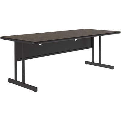 Correll 30" x 72" Rectangular Walnut Finish Keyboard Height Thermal-Fused Laminate Top Computer and Training Desk