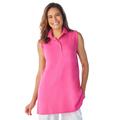 Plus Size Women's Sleeveless Polo Tunic by Woman Within in Raspberry Sorbet (Size L)