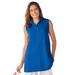 Plus Size Women's Sleeveless Polo Tunic by Woman Within in Bright Cobalt (Size 2X)