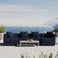 Saybrook Outdoor Patio Upholstered 6-Piece Sectional Sofa by Modway Metal in Gray | 25.5 H x 138 W x 64 D in | Wayfair EEI-4383-NAV