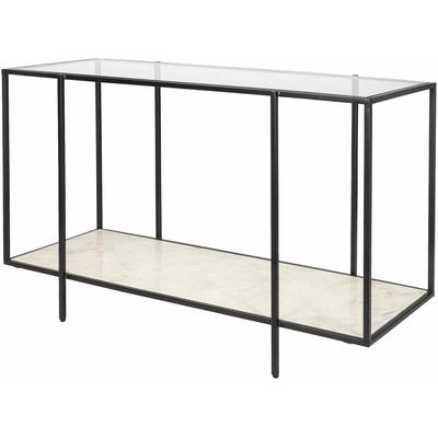 Estipona 30"H x 18"W x 47"D Modern Console Table Black/Clear Furniture Piece - Hauteloom