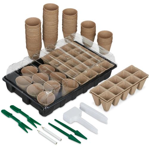 Anzuchtset 131 tlg., für Pflanzen, Anzuchtkasten mit Anzuchttöpfen, Pikierwerkzeug &