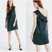 Madewell Dresses | Madewell Women's Silk One Shoulder Mini Dress Ruffle Green Shiny Polka Dots Sz 2 | Color: Green | Size: 2