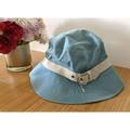 Coach Accessories | Coach Light Blue Bucket Hat With White Leather Band & Silver Buckle Size P/S | Color: Blue/White | Size: P/S