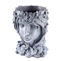 YARNOW Flower Pots Indoor Flower Pots Indoor Head Planter Pot Resin Face Flower Pot with Drainage Hole Goddess Statue Plant Pot for Indoor Outdoor Potted Plants Potted Plants