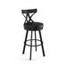 Gracie Oaks Amalija Swivel Counter & Bar Stool Upholstered/Leather/Metal/Faux leather in Black/Brown | 38 H x 17.63 W x 20.5 D in | Wayfair