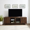 "70"" Herringbone Groove 4 Door TV Stand - Dark Walnut - Walker Edison W70HER4DDW"