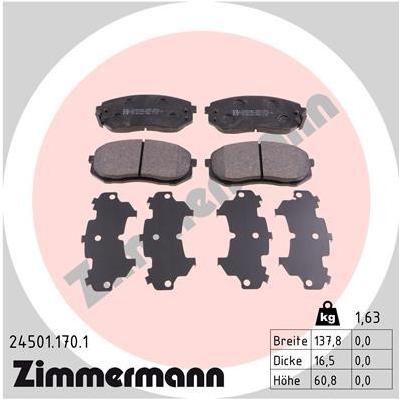 ZIMMERMANN Bremsbelagsatz, Scheibenbremse vorne rechts links Foto entspricht Lieferumfang für KIA 58101-3RA05 58101-1DA5