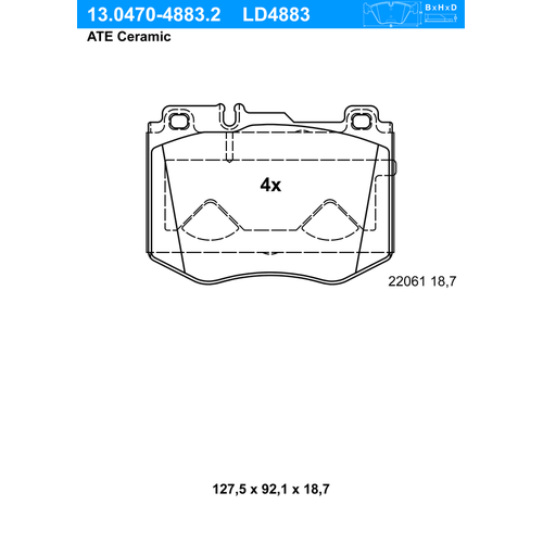 ATE Bremsbelagsatz, Scheibenbremse Ceramic vorne rechts links für MERCEDES-BENZ 0084201820 A0084201920 A0004208100 13.0470-4883.2