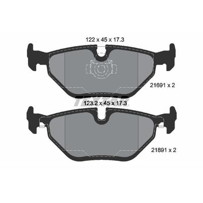 TEXTAR Bremsbelagsatz, Scheibenbremse hinten rechts links für BMW 34211163395 34216761281 6761281 2169103