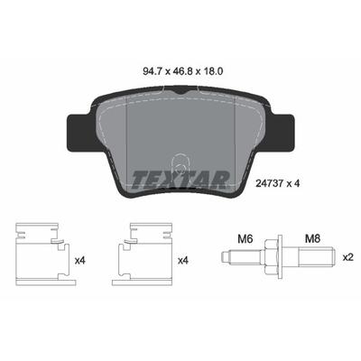 TEXTAR Bremsbelagsatz, Scheibenbremse hinten rechts links mit Zubehör für PEUGEOT CITROËN 425419 425401 425440 2473701