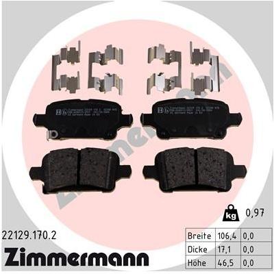 ZIMMERMANN Bremsbelagsatz, Scheibenbremse hinten rechts links Foto entspricht Lieferumfang für BUICK (SGM) CHEVROLET OPE