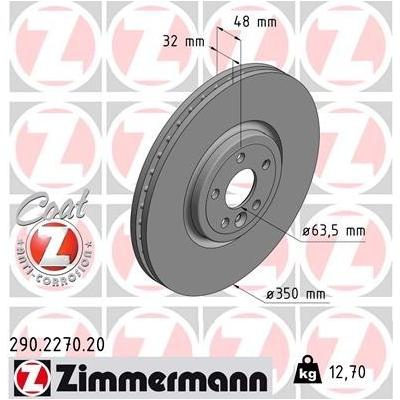 ZIMMERMANN Bremsscheibe COAT Z vorne rechts links innenbelüftet 350mm für JAGUAR (CHERY) LAND ROVER T4N1803 T4A2343 LR09