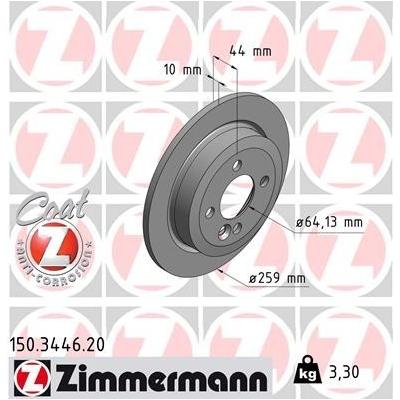 ZIMMERMANN Bremsscheibe COAT Z hinten rechts links voll 259mm für MINI BMW 34216774987 150.3446.20