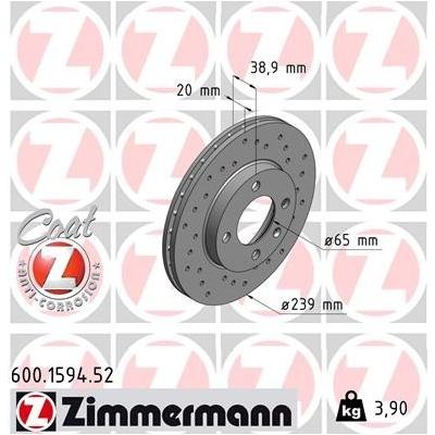 ZIMMERMANN Bremsscheibe SPORT COAT Z vorne rechts links Gelocht 239mm für VW (SVW) VAG 321615301A 321615301B 6N0615301G 