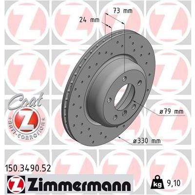 ZIMMERMANN Bremsscheibe SPORT COAT Z vorne rechts links Gelocht 330mm für BMW 34116782601 34116794427 150.3490.52