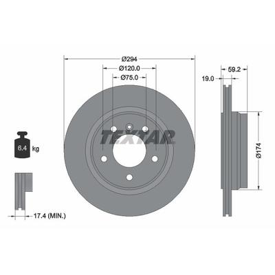 TEXTAR Bremsscheibe PRO hinten rechts links außenbelüftet 294mm für BMW 6864056 34211165563 34216864056 92097303