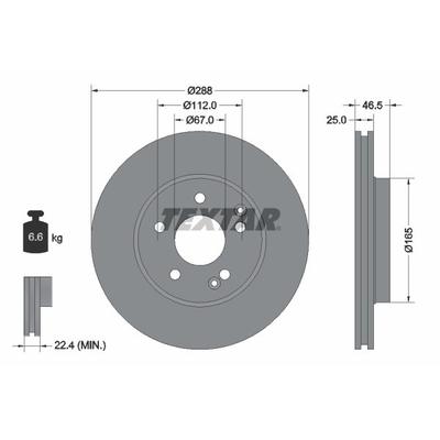 TEXTAR Bremsscheibe PRO+ vorne rechts links innenbelüftet 288mm für MERCEDES-BENZ 2034210312 A2034210312 92105905