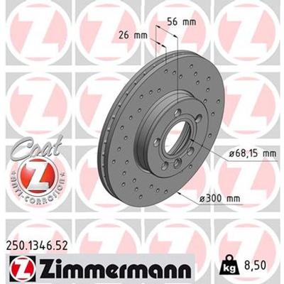 ZIMMERMANN Bremsscheibe SPORT COAT Z vorne rechts links Gelocht 300mm für FORD VAG 7M3615301A 1141782 250.1346.52