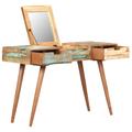 vidaXL Dressing Table with Mirror 112x45x76 cm Solid Reclaimed Wood