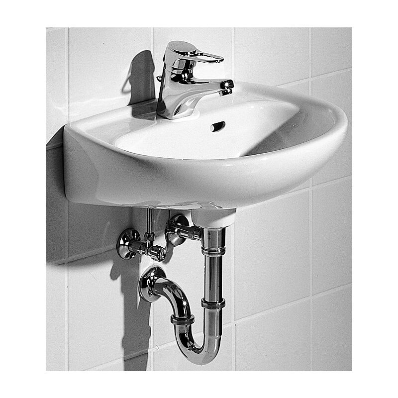 Handwaschbecken Renova, 271045000, runder Waschtisch, Waschbecken mit Überlauf, für Gäste-Bad, 45 x