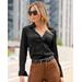 Boston Proper - Black - Sophia Button-Up Charmeuse Blouse - 2