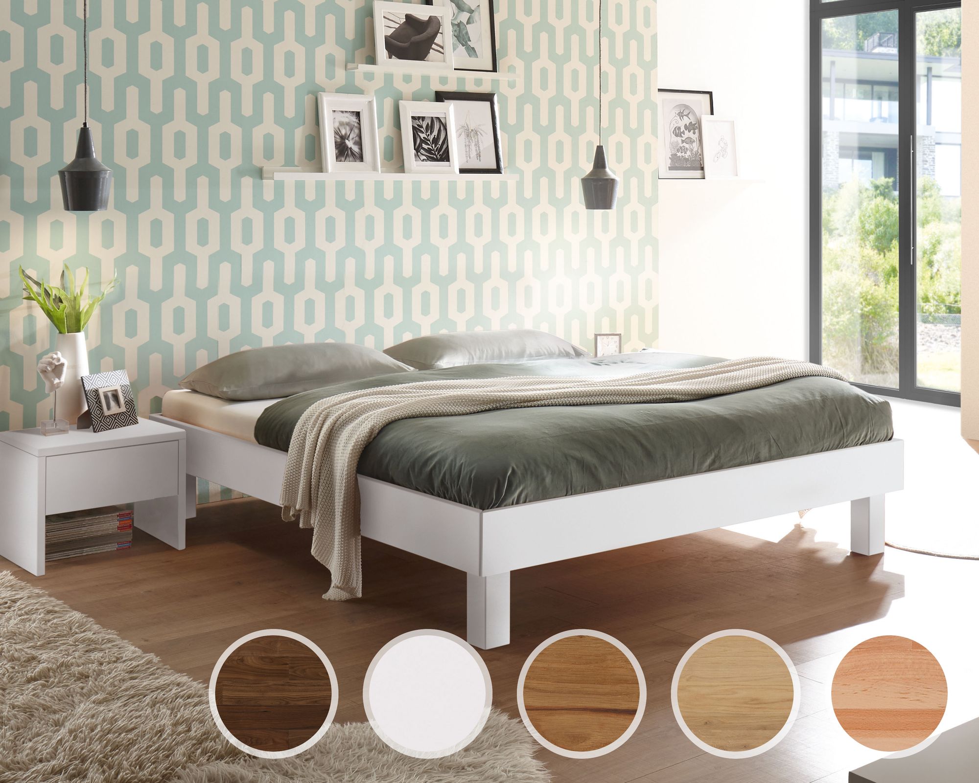 Hasena Pronto »Rapallo« Massivholzbett 120x200 cm / Buche weiss deckend, lackiert / 20 cm