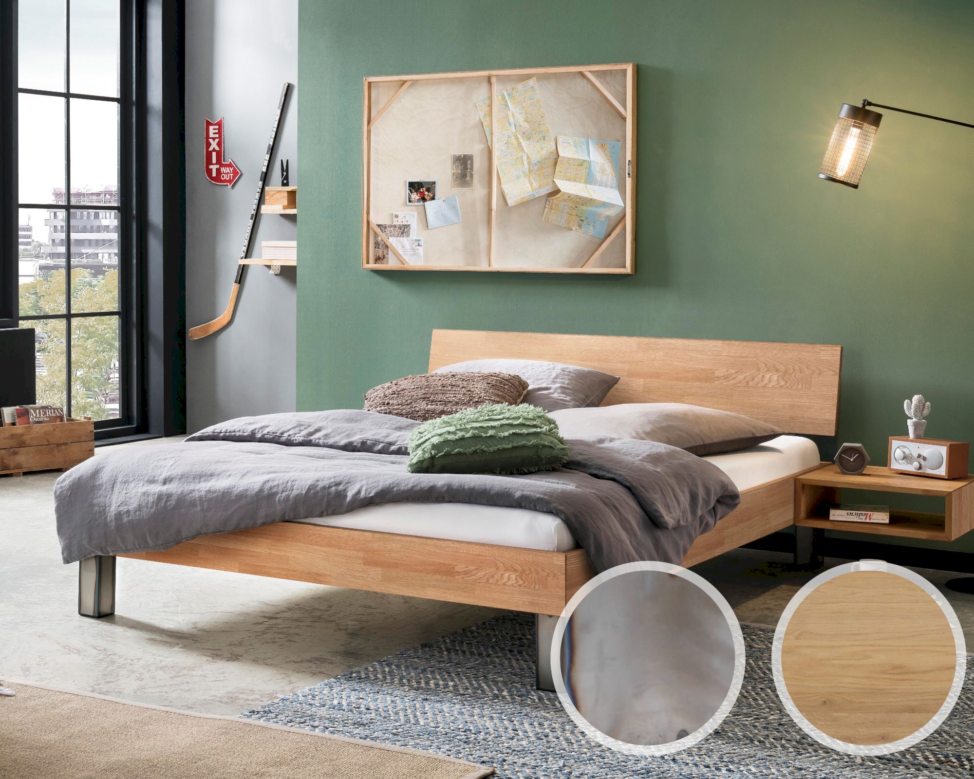 Hasena Pronto »Lodi« Massivholzbett 120x200 cm / Eiche bianco, gebürstet, geölt / 20 cm