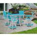 OS Home and Office Five Piece Round Counter Height Dining Set in Aruba Blue on a White Base