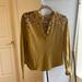 Free People Tops | Free People Ruched Button Down Size Medium Embroidered | Color: Tan | Size: M
