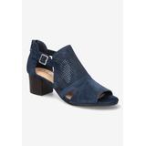 Extra Wide Width Women's Illiana Sandal by Bella Vita in Navy Suede Leather (Size 9 1/2 WW)