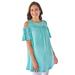 Plus Size Women's Eyelet Cold-Shoulder Tunic by Woman Within in Azure (Size 5X)