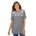 Plus Size Women's Striped Tee by Woman Within in Black Mini Stripe (Size M)