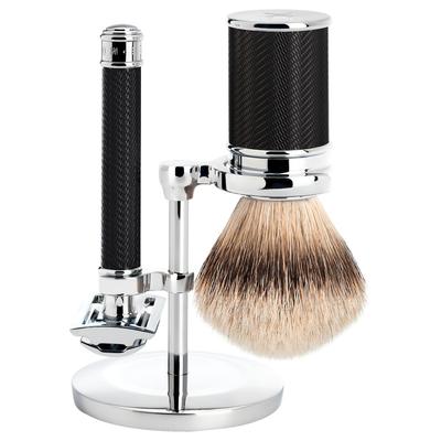 Mühle TRADITIONAL 3-teiliges Rasierset, Silvertip Fibre®, mit Gillette® Fusion™ Griffmaterial Edelharz schwarz Herren