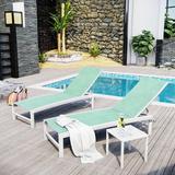 Latitude Run® Kionah 59" Long Reclining Single Chaise w/ Table Metal in Green | 42.91 H x 24.61 W x 59 D in | Outdoor Furniture | Wayfair